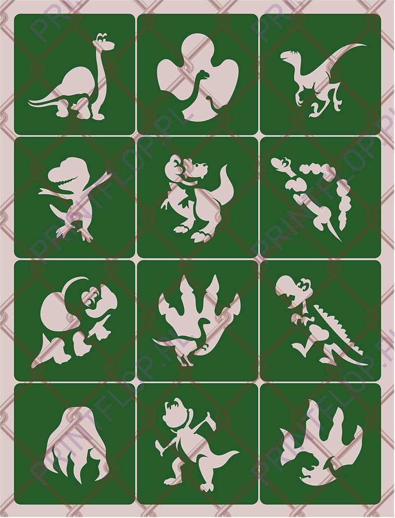 Szablon do tatuażu brokatowych Dino #2