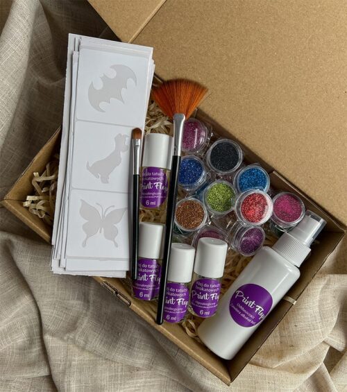 Gotowy Zestaw Mega Max do tatuży brokatowych.