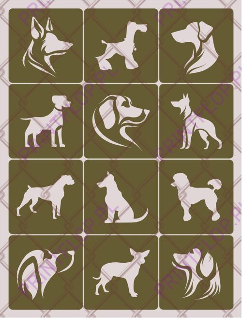 Szablony do tatuaży brokatowych Zestaw Pieski #1