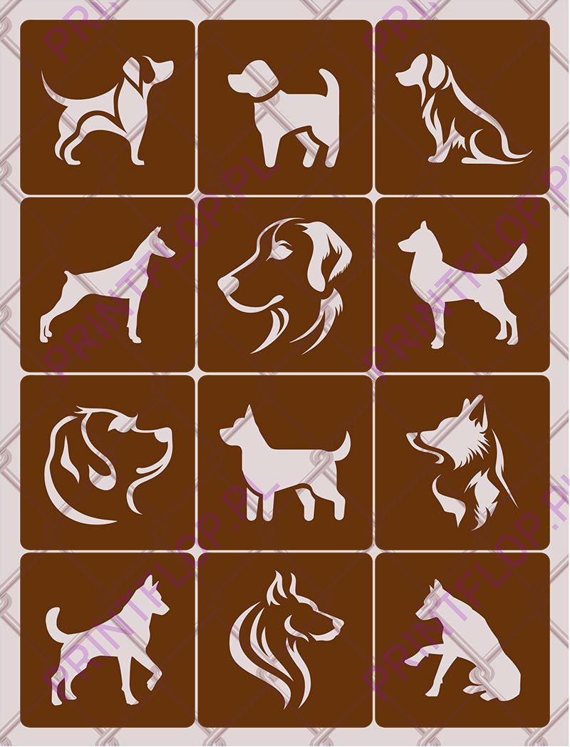 Szablony do tatuaży brokatowych Zestaw Pieski #2