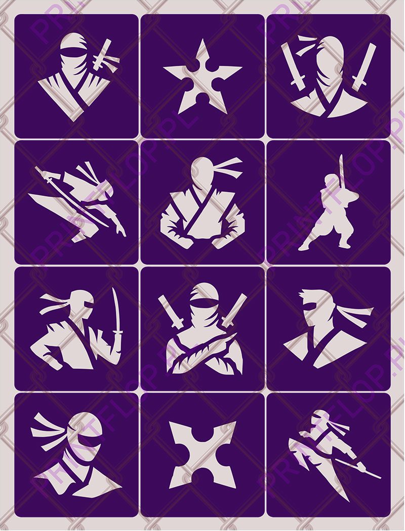 Szablony do tatuaży brokatowych Zestaw Ninjago