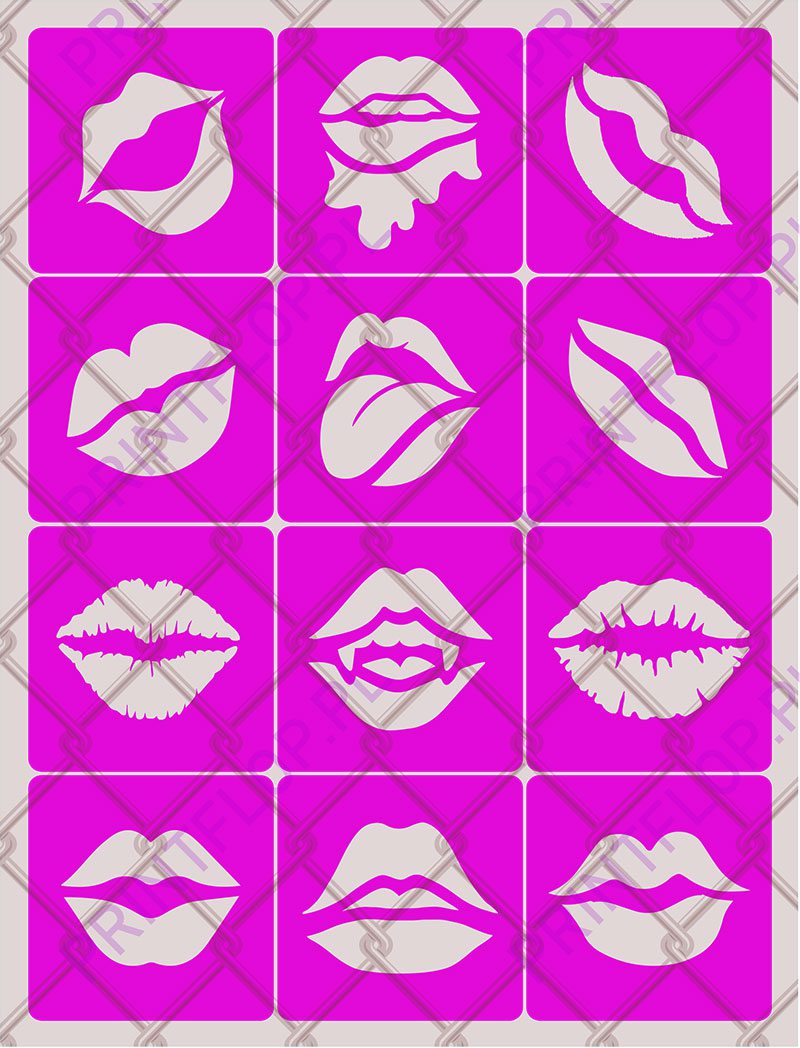 Szablony do tatuaży brokatowych Zestaw Pocałunki