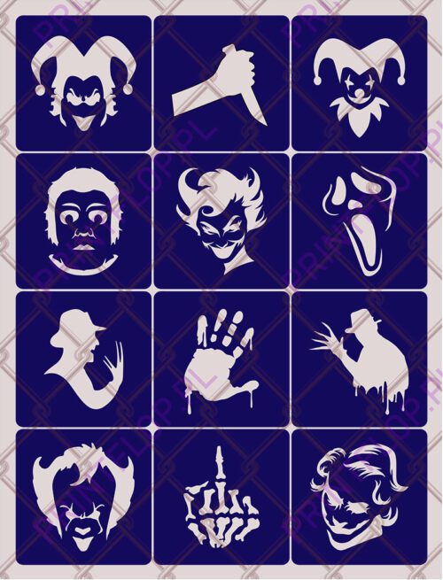 Szablony do tatuaży brokatowych Zestaw Zło #1