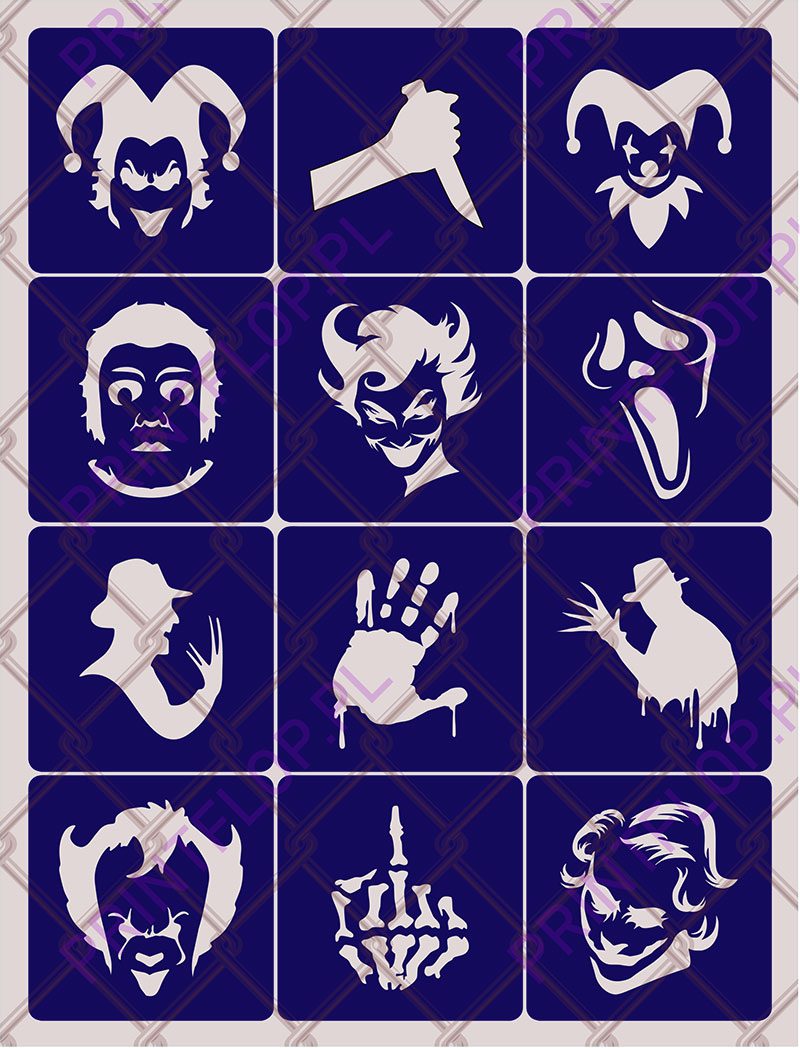 Szablony do tatuaży brokatowych Zestaw Zło #1