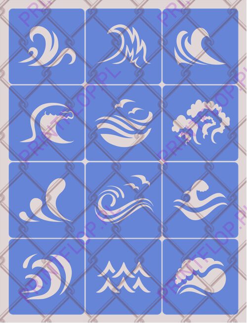 Szablony do tatuaży brokatowych Zestaw Fala