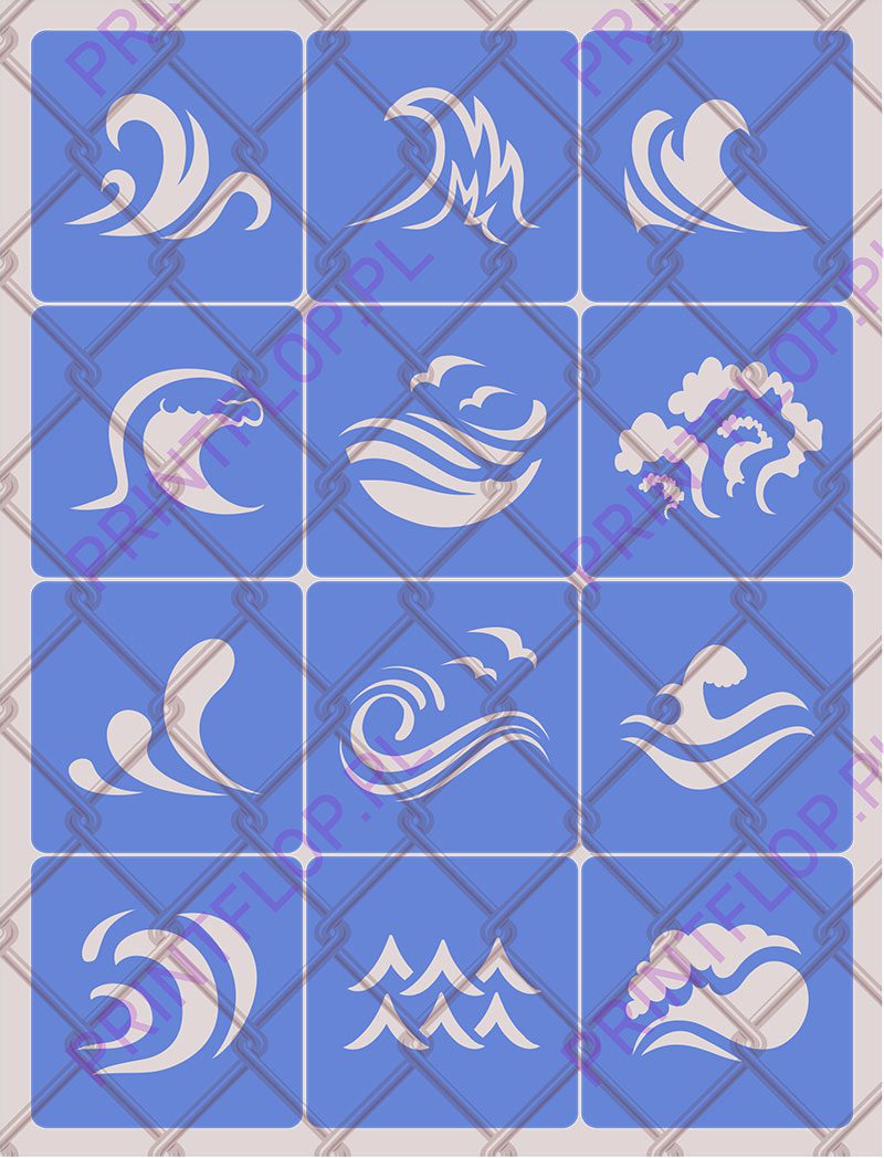 Szablony do tatuaży brokatowych Zestaw Fala