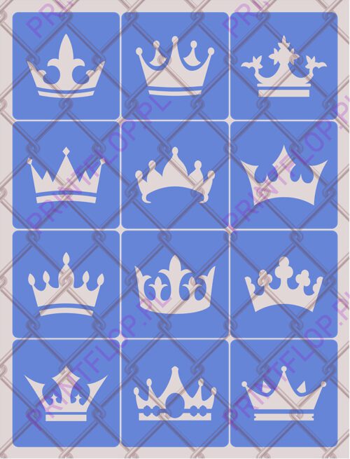 Szablon do tatuaży brokatowych Korony