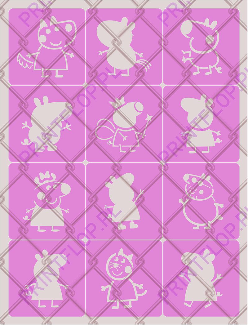 Szablon do tatuaży brokatowych Peppa