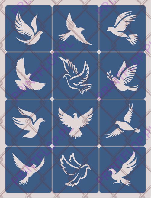 Szablon do tatuaży brokatowych Ptaki