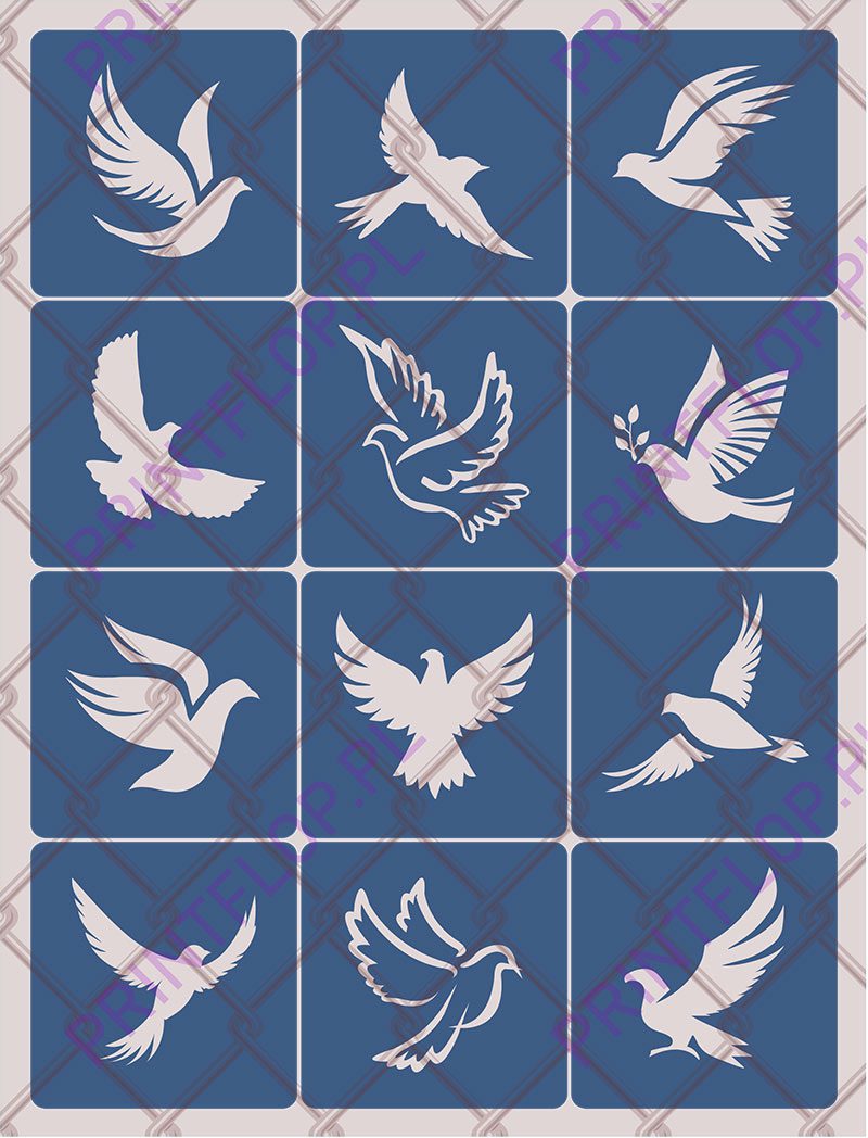 Szablon do tatuaży brokatowych Ptaki