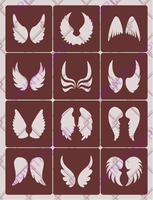 Szablon do tatuaży brokatowych Skrzydła