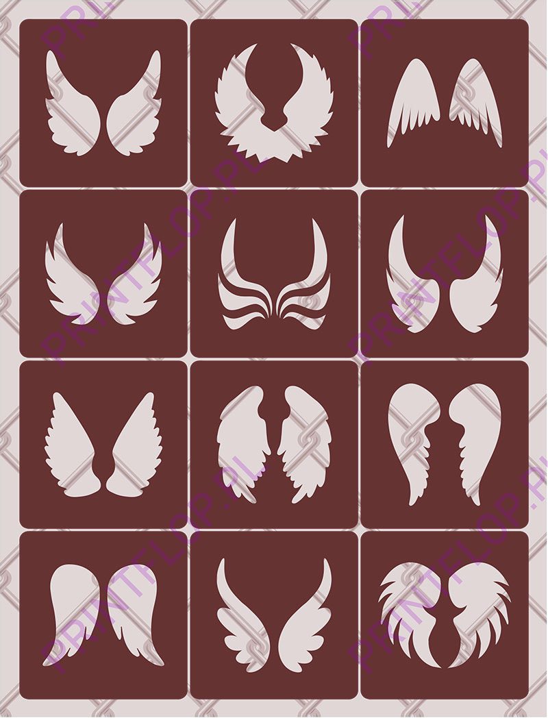 Szablon do tatuaży brokatowych Skrzydła