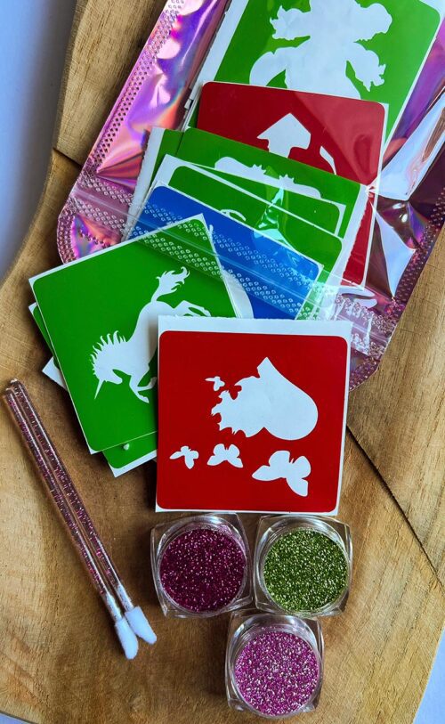 Zestaw Szablonów Kolor Dziewczynki do tatuaży brokatowych