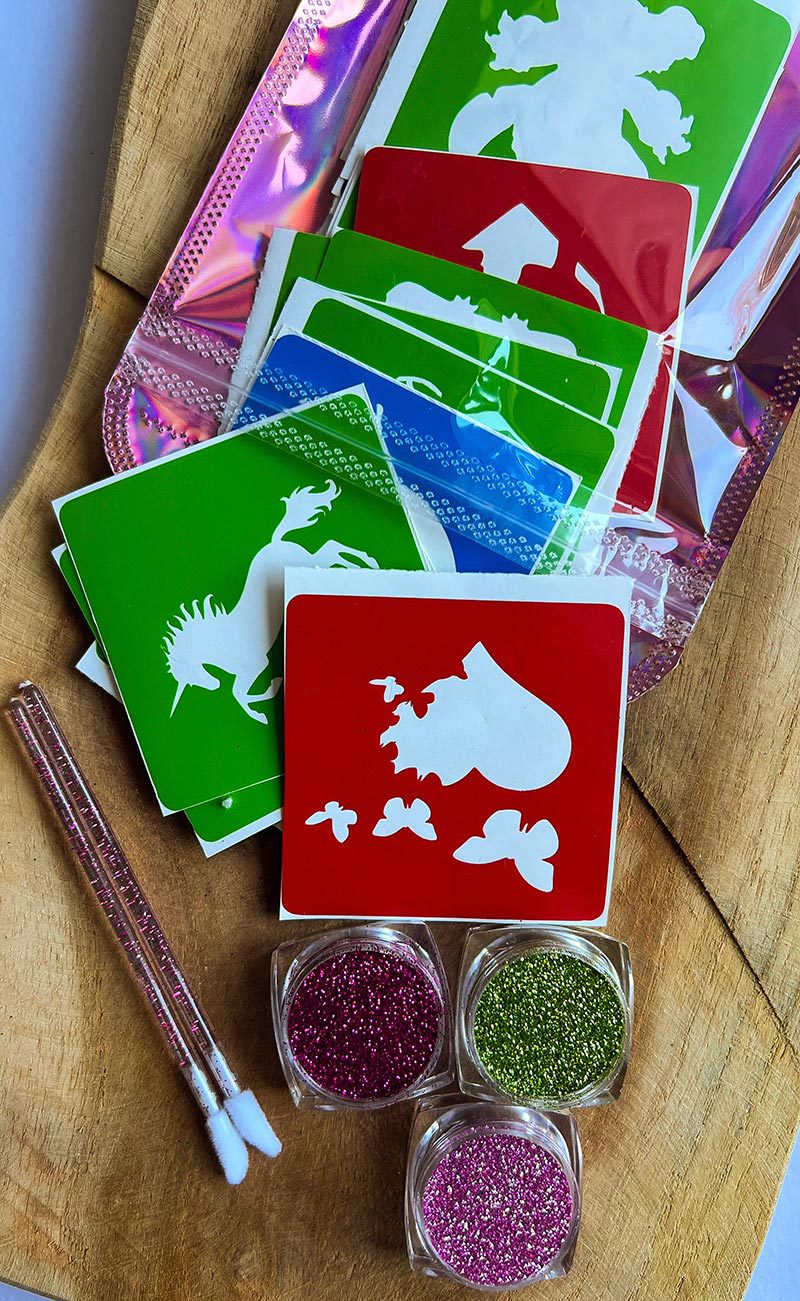 Zestaw Szablonów Kolor Dziewczynki do tatuaży brokatowych