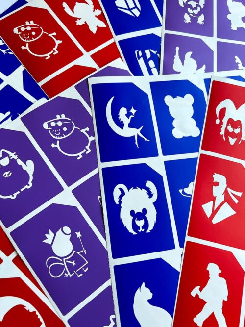 Zestaw Szablonów Kolorowy Mix do tatuaży brokatowych