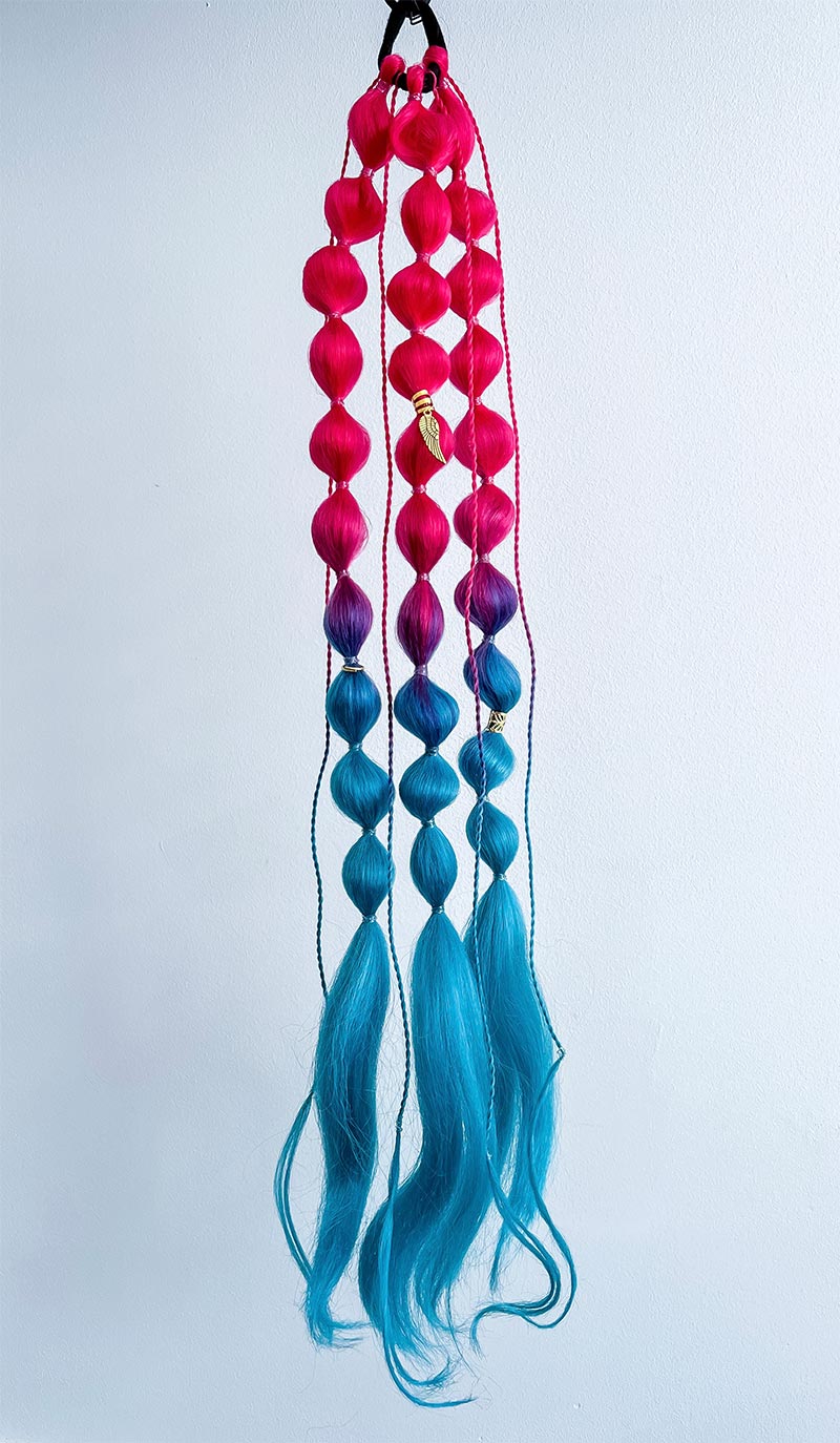 Warkoczyk Syntetyczny Kolorowy – Różowy–Niebieski