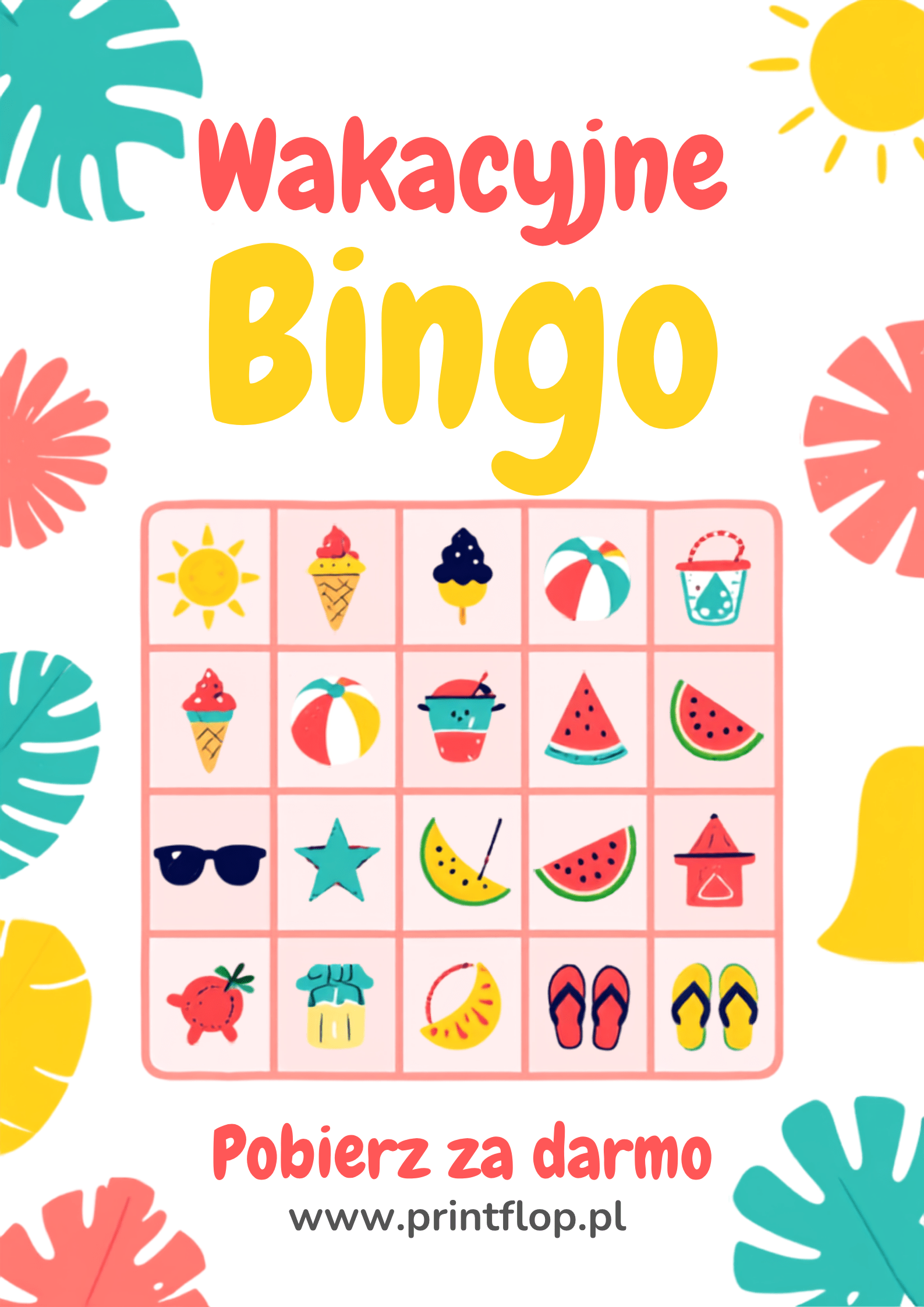 Wakacyjne Bingo do druku – darmowy PDF